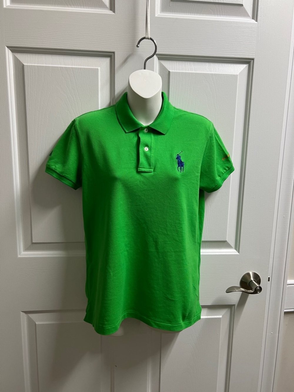 Ralph Lauren Polo shirt women’s Green Blue Logo AJGA size medium M 4186